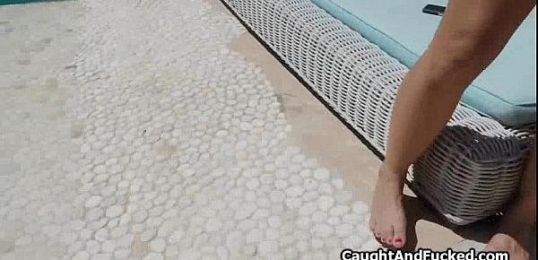 Ebony teen fucks in sunny pool